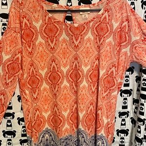 Red And Blue Patterned Mossimo Flowy Long Sleeve Size Medium